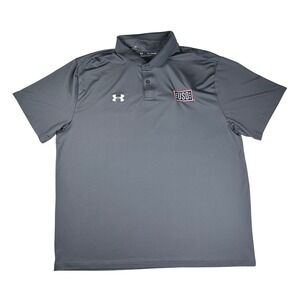 Under Armour Mens USO Performance Polo Shirt Gray XXL Loose Fit Short Sleeve